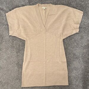 Elegant Beige Women's Sweater Mini Dress